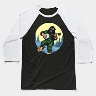 Sasquatch Playing Banjo Baseball T-Shirt